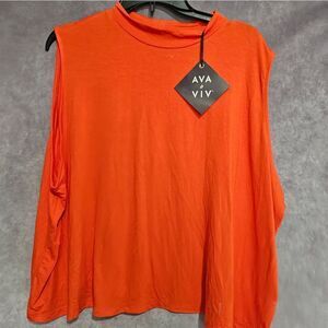 Ava & Viv Sleeveless Mock Neck Cropped Tank – Women’s Size 4X Orange NEW